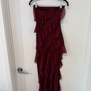 Elegant Burgundy Ruffled Dress